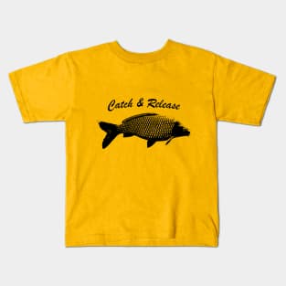 Catch and Release Series, Carp, Black color Kids T-Shirt